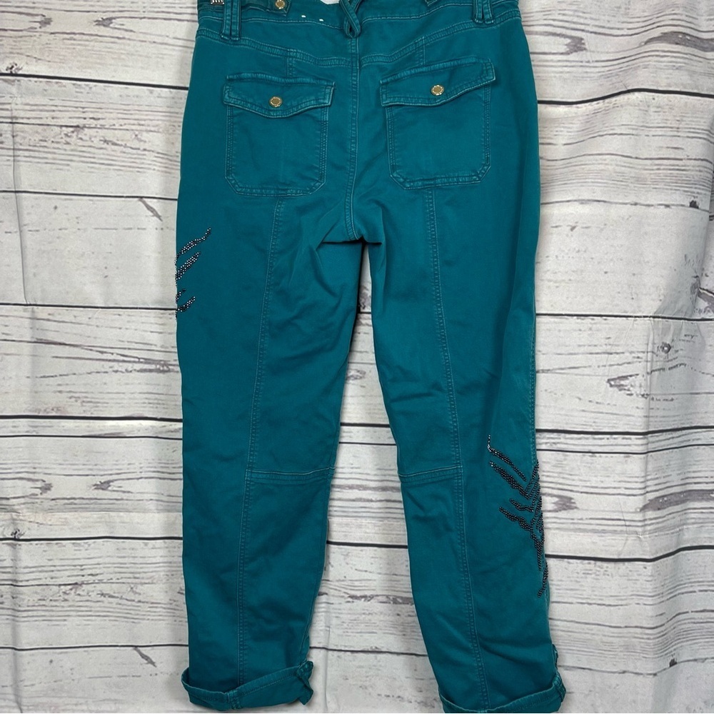 White House Black Market Teal Trousers Pants Size 6 Beaded - Picture 14 of 14